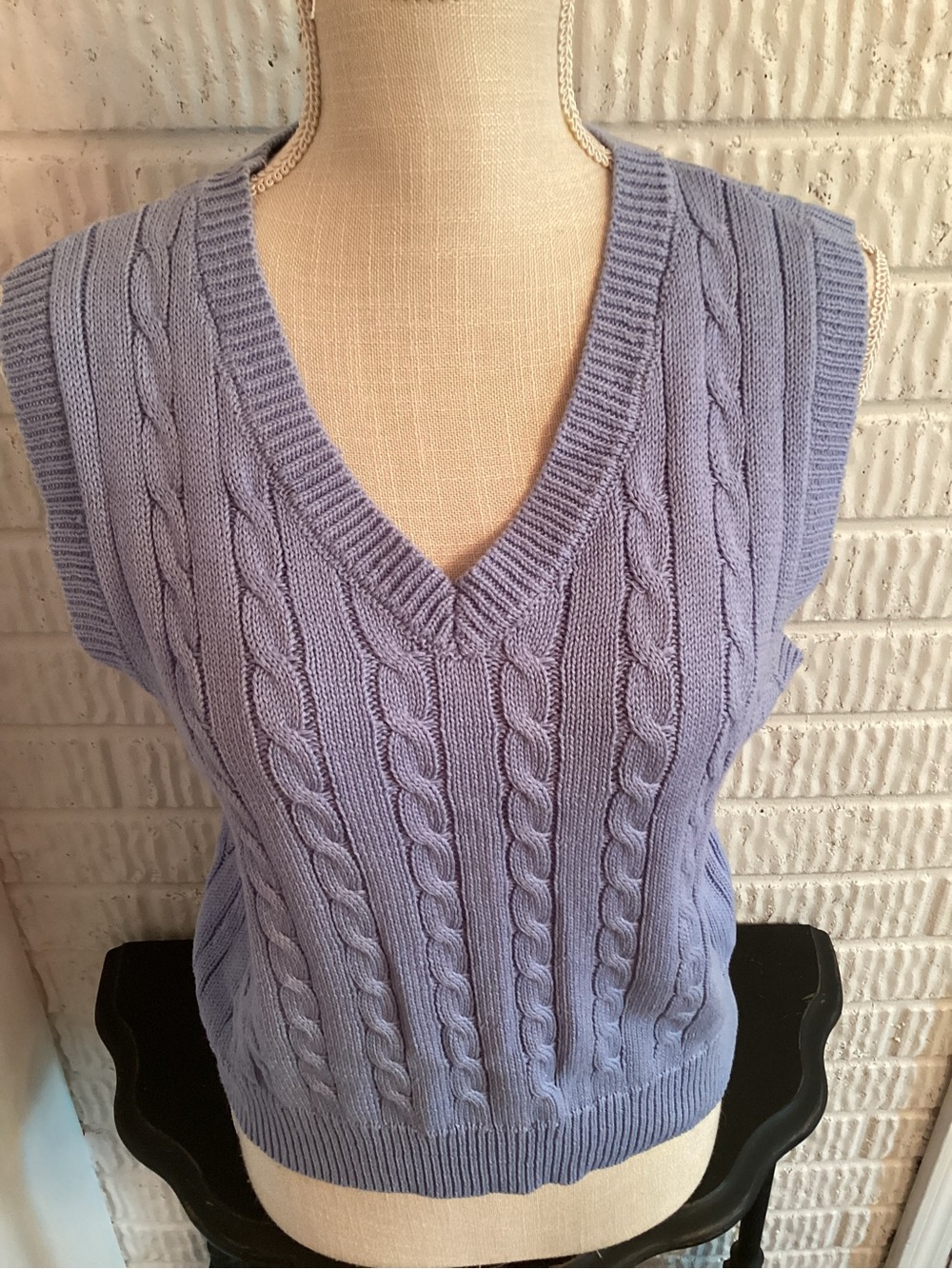 wild fable Periwinkle BlueCable Knit V-Neck Sweater Vest Size M Coastal Academia